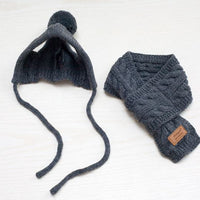 HKM-803347 Cozy Wool Scarf and Hat Set for Dogs - Autumn Winter Teddy Bomei Style