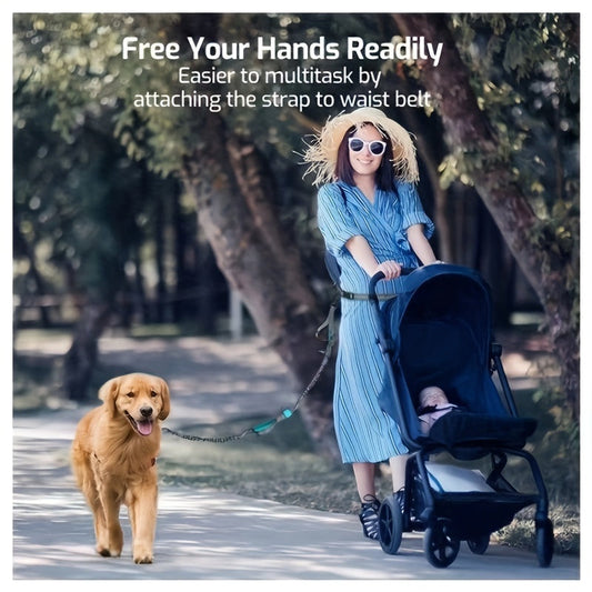 HKM-803539 Adjustable Hands-Free Dog Leash with Durable Nylon Waist Belt for Running and Walking