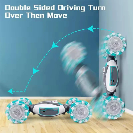 HKM-803603 Remote Control Stunt Drift Car with Light and Music, 2.4G 1/18 Scale, Double-Sided, Hand-Sensing Driving