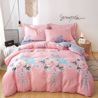 HKM-803667 Floral Twill Cotton Four-Piece Quilt Cover Set in Various Sizes