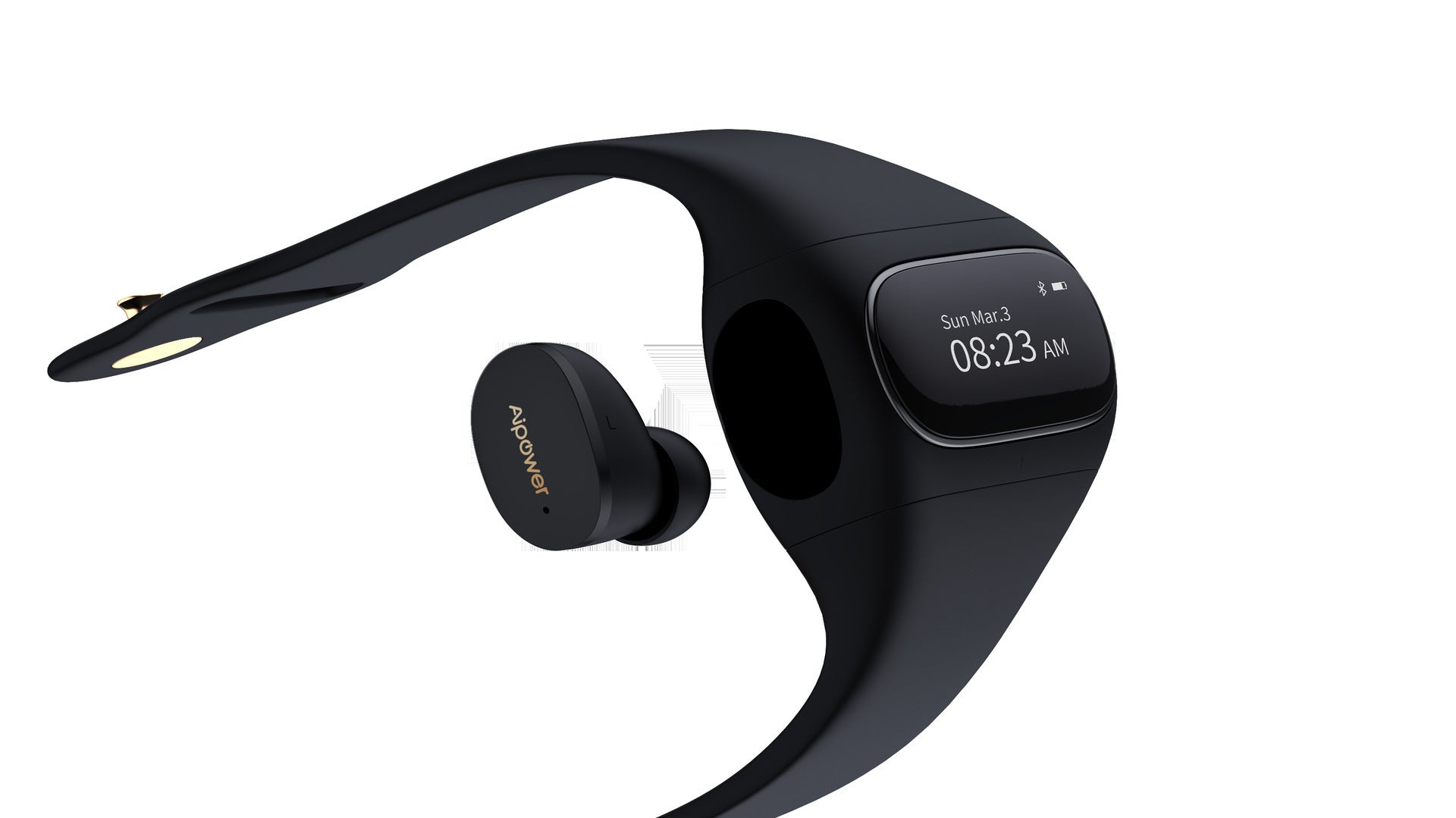 HKM-803859 2 in 1 Wireless Earphone and Fitness Bracelet with Touch Control, Health Monitoring, and Bluetooth 5.0 Connectivity