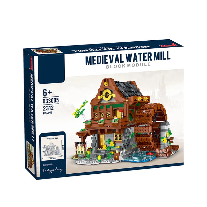 HKM-803923 Medieval Watermill Model 3D Puzzle - 2312 Pcs DIY Construction Building Blocks Set