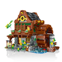 HKM-803923 Medieval Watermill Model 3D Puzzle - 2312 Pcs DIY Construction Building Blocks Set