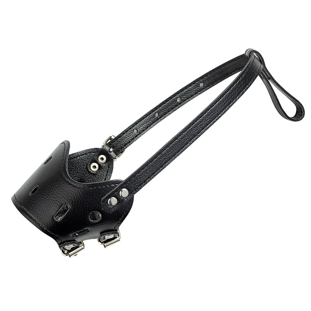 HKM-804179 Adjustable Leather Dog Muzzle for Small to Large Breeds – Comfortable, Breathable, Anti-Barking, Allows Drinking and Panting