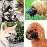 HKM-804179 Adjustable Leather Dog Muzzle for Small to Large Breeds – Comfortable, Breathable, Anti-Barking, Allows Drinking and Panting