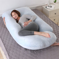 HKM-804243 G-shaped Crystal Velvet Waist Pillow for Side Sleeping Moms - Detachable Cover, U-Shape Support, Various Colors Available