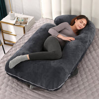 HKM-804243 G-shaped Crystal Velvet Waist Pillow for Side Sleeping Moms - Detachable Cover, U-Shape Support, Various Colors Available