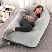HKM-804243 G-shaped Crystal Velvet Waist Pillow for Side Sleeping Moms - Detachable Cover, U-Shape Support, Various Colors Available
