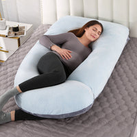 HKM-804243 G-shaped Crystal Velvet Waist Pillow for Side Sleeping Moms - Detachable Cover, U-Shape Support, Various Colors Available