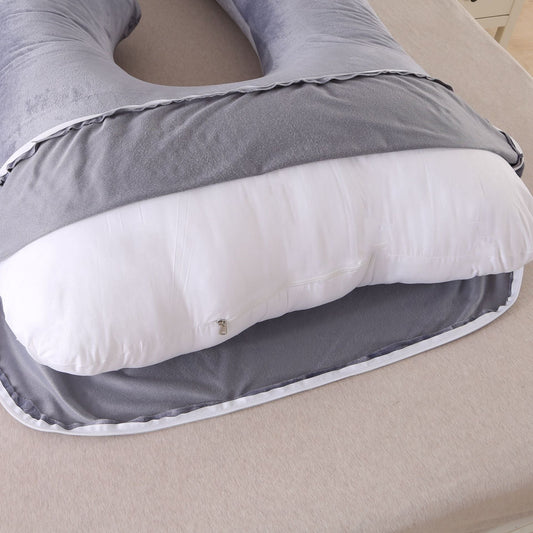 HKM-804243 G-shaped Crystal Velvet Waist Pillow for Side Sleeping Moms - Detachable Cover, U-Shape Support, Various Colors Available