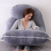 HKM-804243 G-shaped Crystal Velvet Waist Pillow for Side Sleeping Moms - Detachable Cover, U-Shape Support, Various Colors Available