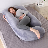 HKM-804243 G-shaped Crystal Velvet Waist Pillow for Side Sleeping Moms - Detachable Cover, U-Shape Support, Various Colors Available