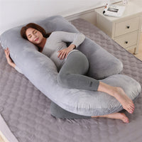 HKM-804243 G-shaped Crystal Velvet Waist Pillow for Side Sleeping Moms - Detachable Cover, U-Shape Support, Various Colors Available