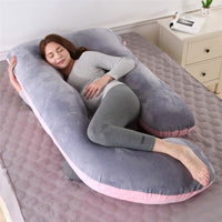 HKM-804243 G-shaped Crystal Velvet Waist Pillow for Side Sleeping Moms - Detachable Cover, U-Shape Support, Various Colors Available