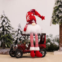 HKM-804307 Luminous Sitting Knitted Doll in Gray, Red, and Green for Holiday Decor