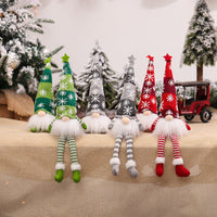 HKM-804307 Luminous Sitting Knitted Doll in Gray, Red, and Green for Holiday Decor