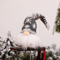 HKM-804307 Luminous Sitting Knitted Doll in Gray, Red, and Green for Holiday Decor