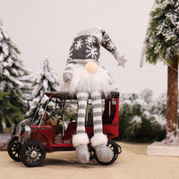 HKM-804307 Luminous Sitting Knitted Doll in Gray, Red, and Green for Holiday Decor