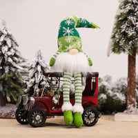 HKM-804307 Luminous Sitting Knitted Doll in Gray, Red, and Green for Holiday Decor
