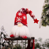 HKM-804307 Luminous Sitting Knitted Doll in Gray, Red, and Green for Holiday Decor
