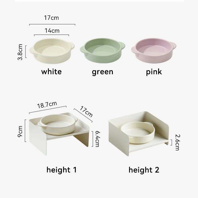 HKM-804371 Elevated Metal Pet Bowl with Ceramic Base for Cats and Dogs