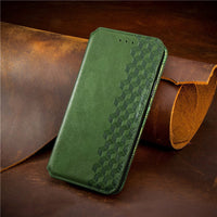 HKM-804435 Samsung Clamshell Phone Case - Fashionable PC and Leather Design in Multiple Colors