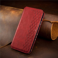 HKM-804435 Samsung Clamshell Phone Case - Fashionable PC and Leather Design in Multiple Colors