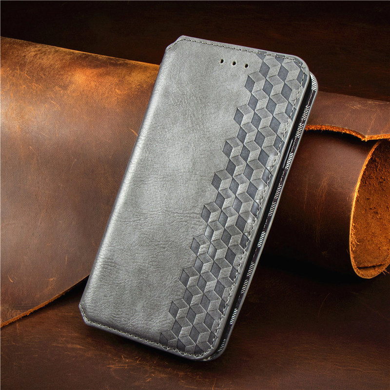 HKM-804435 Samsung Clamshell Phone Case - Fashionable PC and Leather Design in Multiple Colors
