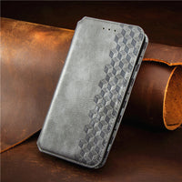 HKM-804435 Samsung Clamshell Phone Case - Fashionable PC and Leather Design in Multiple Colors
