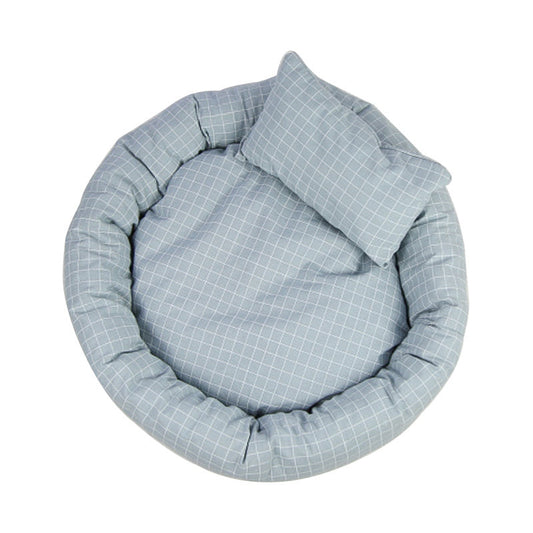 HKM-804627 Egg Tart-Shaped Cat Litter Bed with Soft Velvet Cotton and Non-Slip Oxford Base