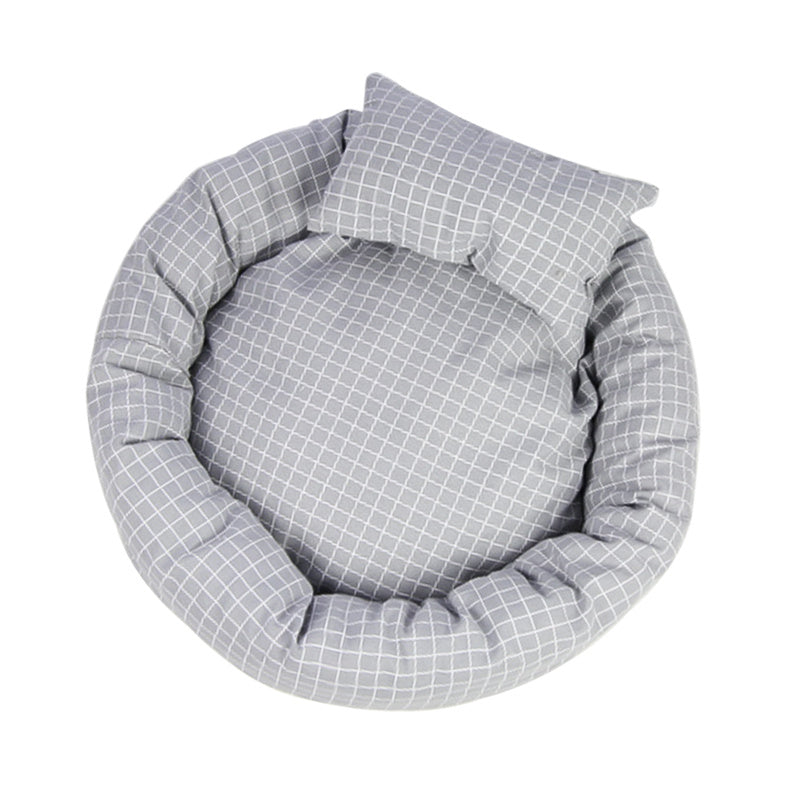 HKM-804627 Egg Tart-Shaped Cat Litter Bed with Soft Velvet Cotton and Non-Slip Oxford Base