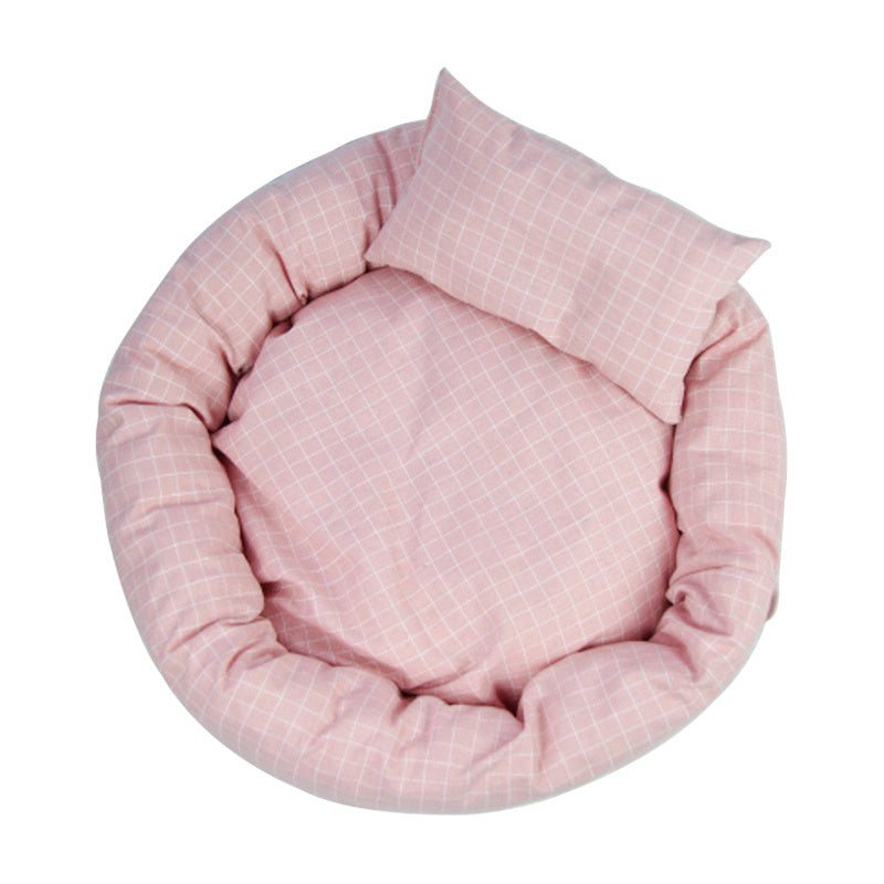 HKM-804627 Egg Tart-Shaped Cat Litter Bed with Soft Velvet Cotton and Non-Slip Oxford Base
