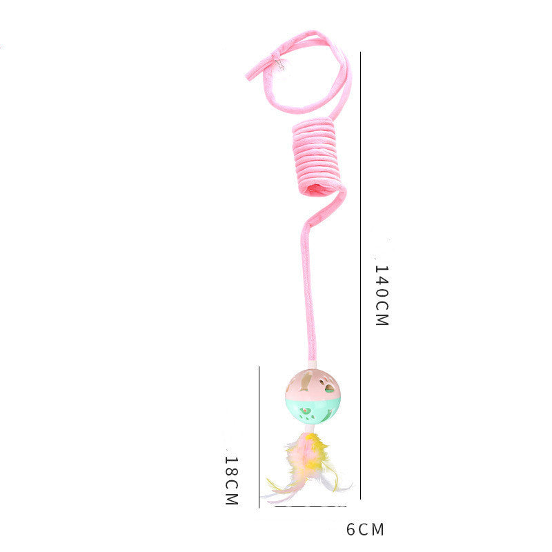 HKM-804691 Interactive Plush Spring Rabbit Hair Ball Cat Toy for Active Play and Exercise