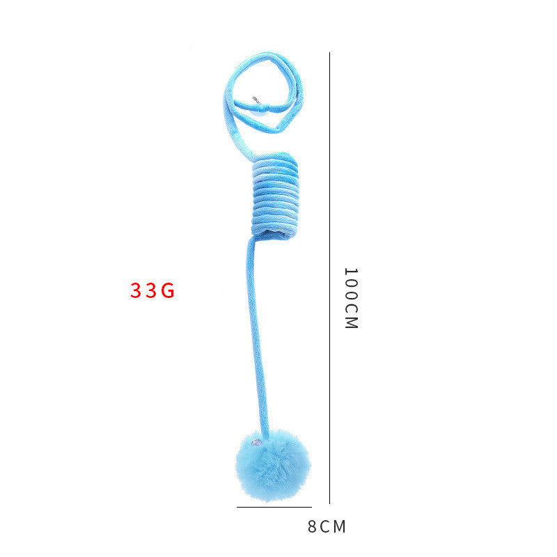 HKM-804691 Interactive Plush Spring Rabbit Hair Ball Cat Toy for Active Play and Exercise