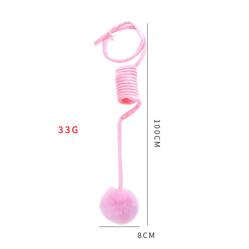 HKM-804691 Interactive Plush Spring Rabbit Hair Ball Cat Toy for Active Play and Exercise