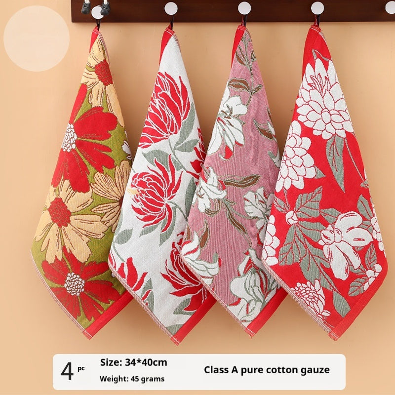 KTX-804755 Soft Cotton Kids' Towel Set - Lint-Free Face Wash Handkerchiefs, 4 Pack Assorted Colors