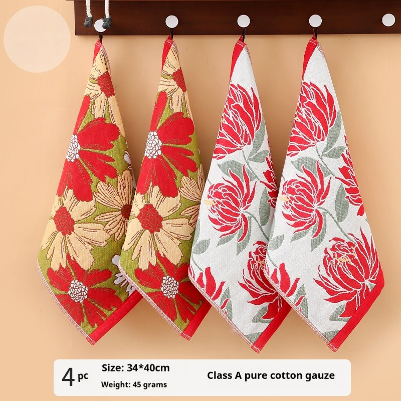 KTX-804755 Soft Cotton Kids' Towel Set - Lint-Free Face Wash Handkerchiefs, 4 Pack Assorted Colors