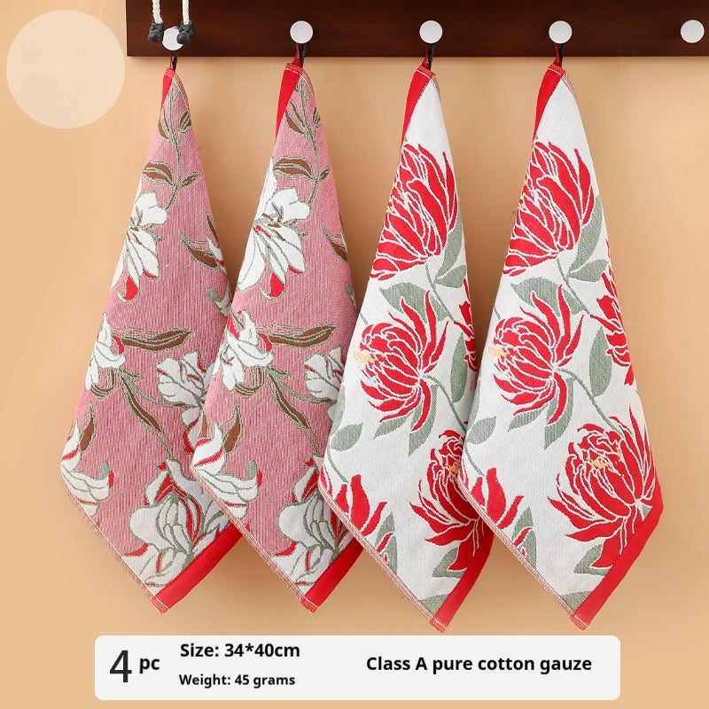 KTX-804755 Soft Cotton Kids' Towel Set - Lint-Free Face Wash Handkerchiefs, 4 Pack Assorted Colors