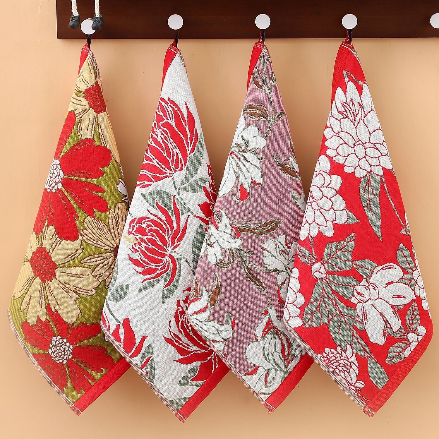 KTX-804755 Soft Cotton Kids' Towel Set - Lint-Free Face Wash Handkerchiefs, 4 Pack Assorted Colors