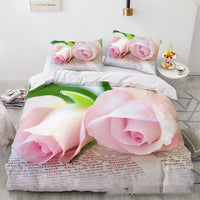 HKM-804819 Three-Piece Floral Digital Print Bedding Set for 1.8m Bed