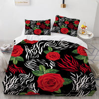 HKM-804819 Three-Piece Floral Digital Print Bedding Set for 1.8m Bed