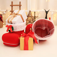 HKM-804947 Christmas Red Flocking Candy Boots for Decoration and Small Gifts
