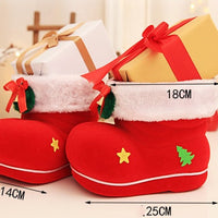 HKM-804947 Christmas Red Flocking Candy Boots for Decoration and Small Gifts