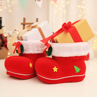 HKM-804947 Christmas Red Flocking Candy Boots for Decoration and Small Gifts