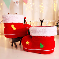 HKM-804947 Christmas Red Flocking Candy Boots for Decoration and Small Gifts