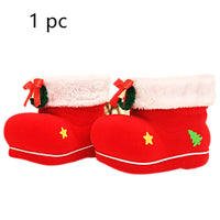 HKM-804947 Christmas Red Flocking Candy Boots for Decoration and Small Gifts