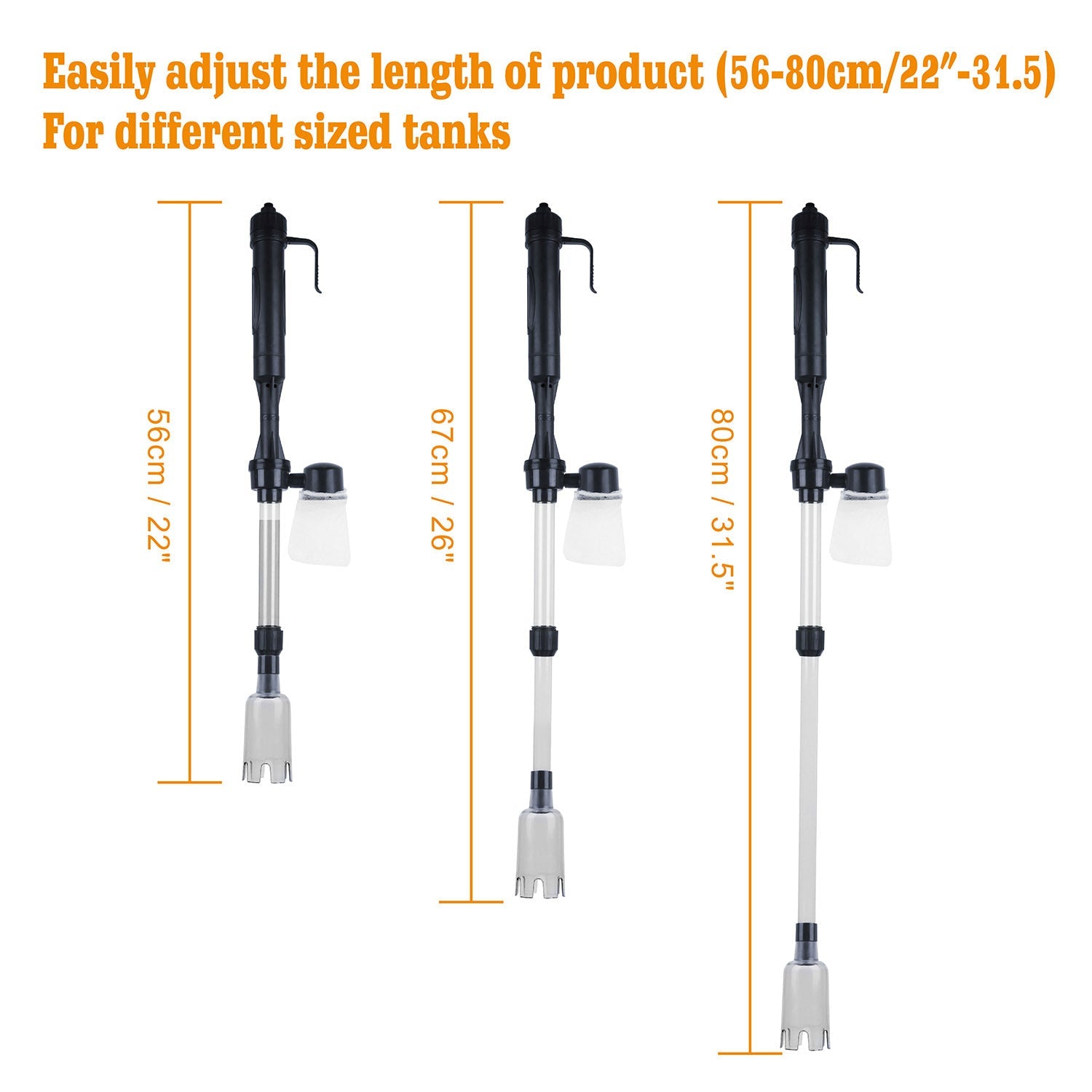 HKM-805011 Battery-Operated Aquarium Vacuum Cleaner for Easy Gravel and Water Maintenance