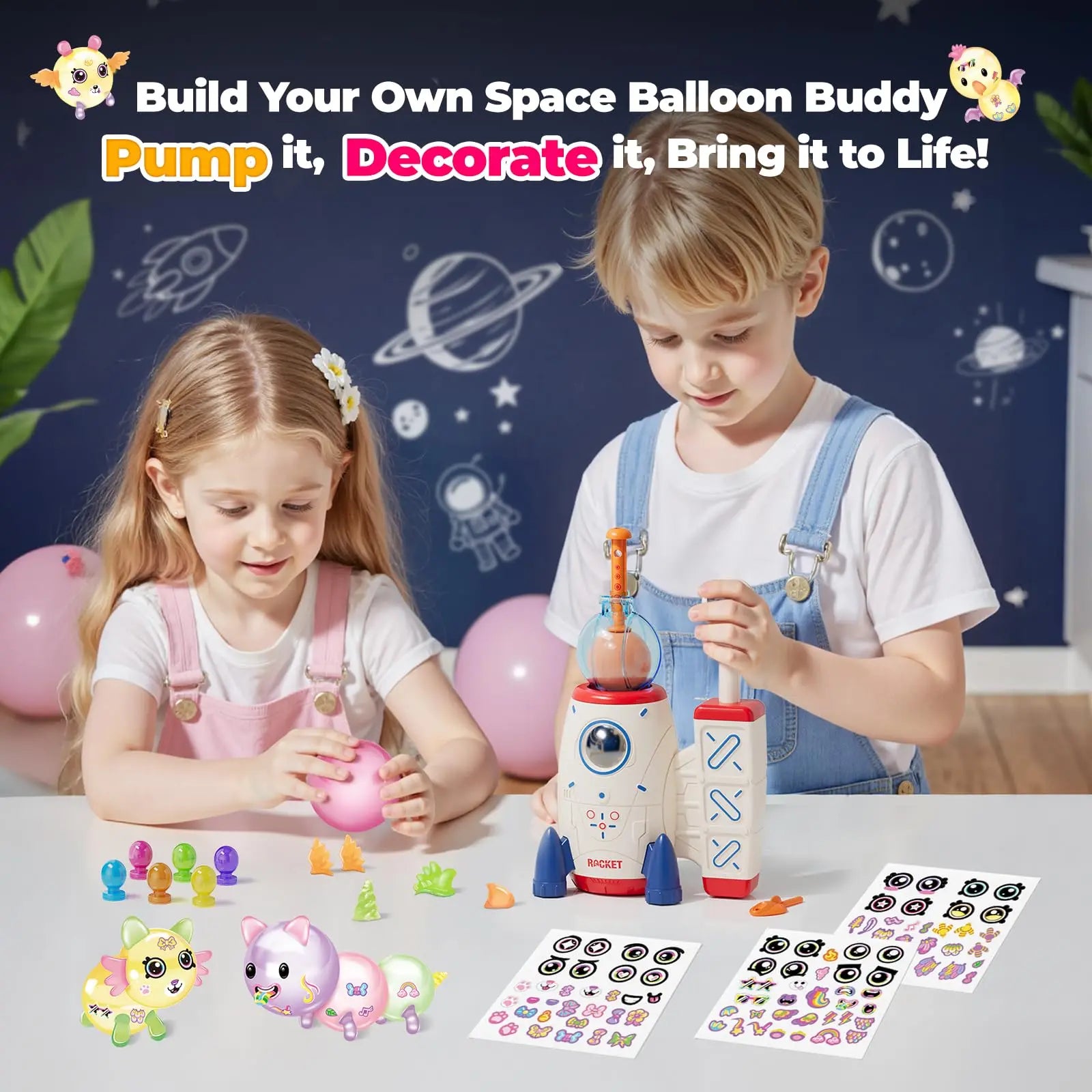 HKM-805139 DIY Space Magic Balloon Craft Kit for Creative Kids Age 5 and Up with Accessories
