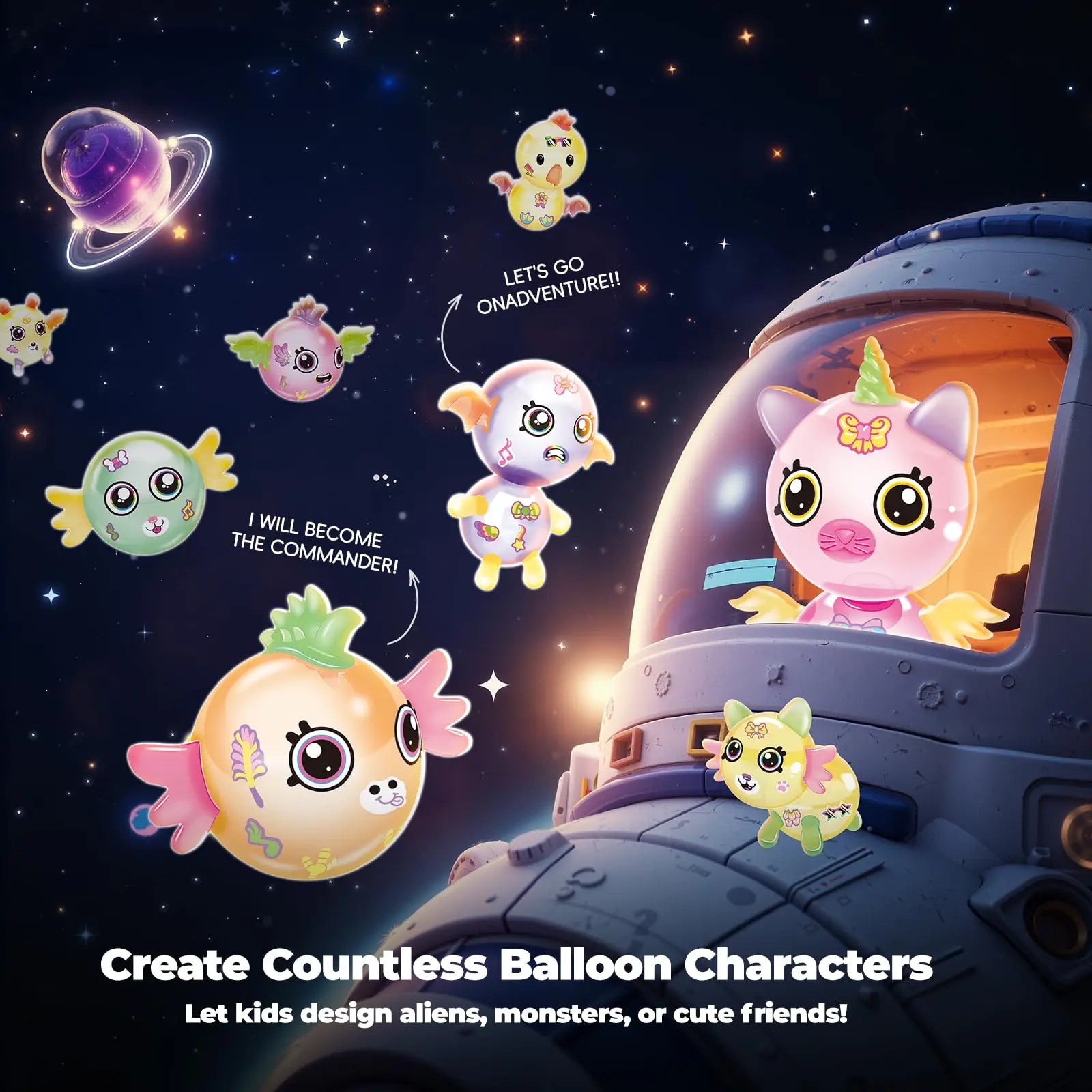 HKM-805139 DIY Space Magic Balloon Craft Kit for Creative Kids Age 5 and Up with Accessories