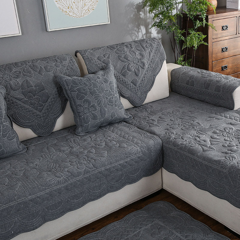 HKM-805331 Comfortable Pure Cotton Minimalist Sofa Cushion - Modern Design in Dark Army Green, Navy Blue, Khaki, Gray, and Black